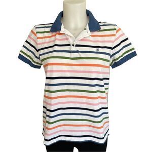 FACONNABLE MULTICOLORED STRIPE‎ COLLARED SHORTSLEEVE POLO SHIRT COTTON SZ small